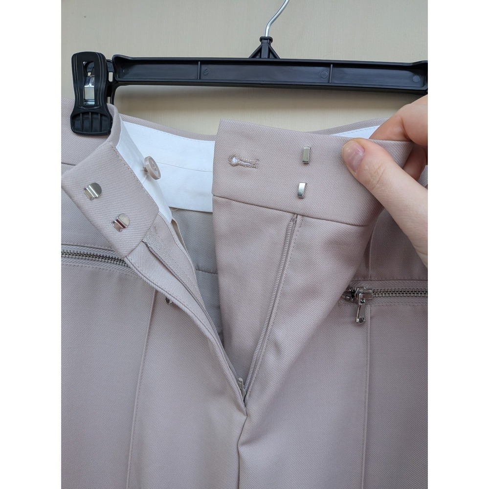 REISS Miller High Rise Straight Leg Pintuck Trousers Beige Size 6 - Picture 3 of 7
